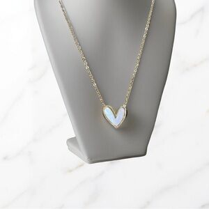 Sweetheart Golden Edge White Heart Pendant Necklace